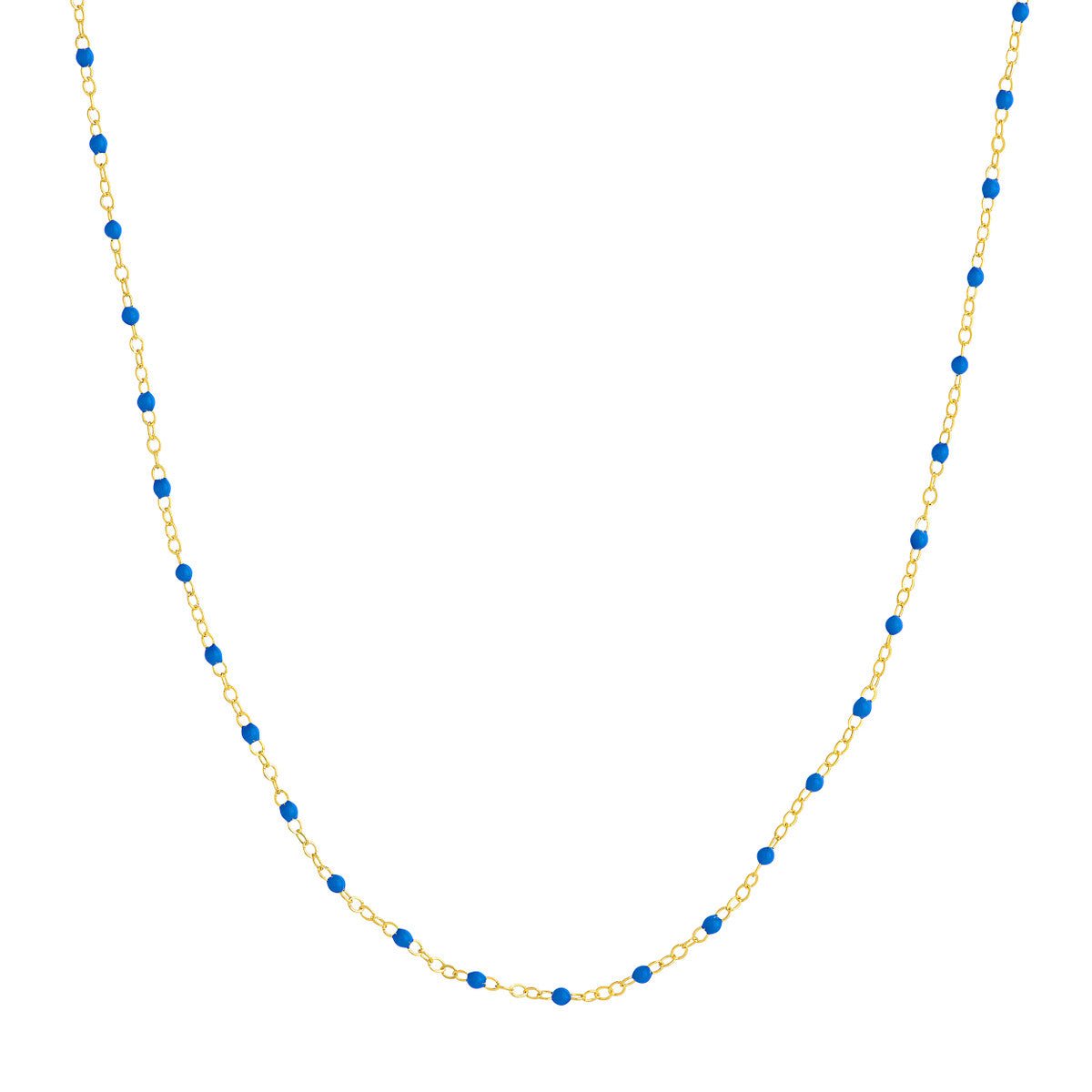 Birmingham Jewelry - 14K Yellow Gold Cobalt Enamel Bead Piatto Chain - Birmingham Jewelry