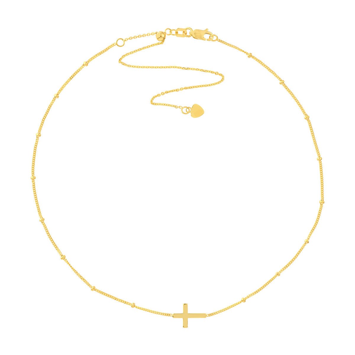 Birmingham Jewelry - 14K Yellow Gold Cross Choker on Saturn Chain - Birmingham Jewelry