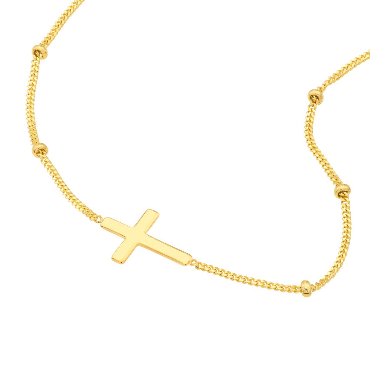 Birmingham Jewelry - 14K Yellow Gold Cross Choker on Saturn Chain - Birmingham Jewelry