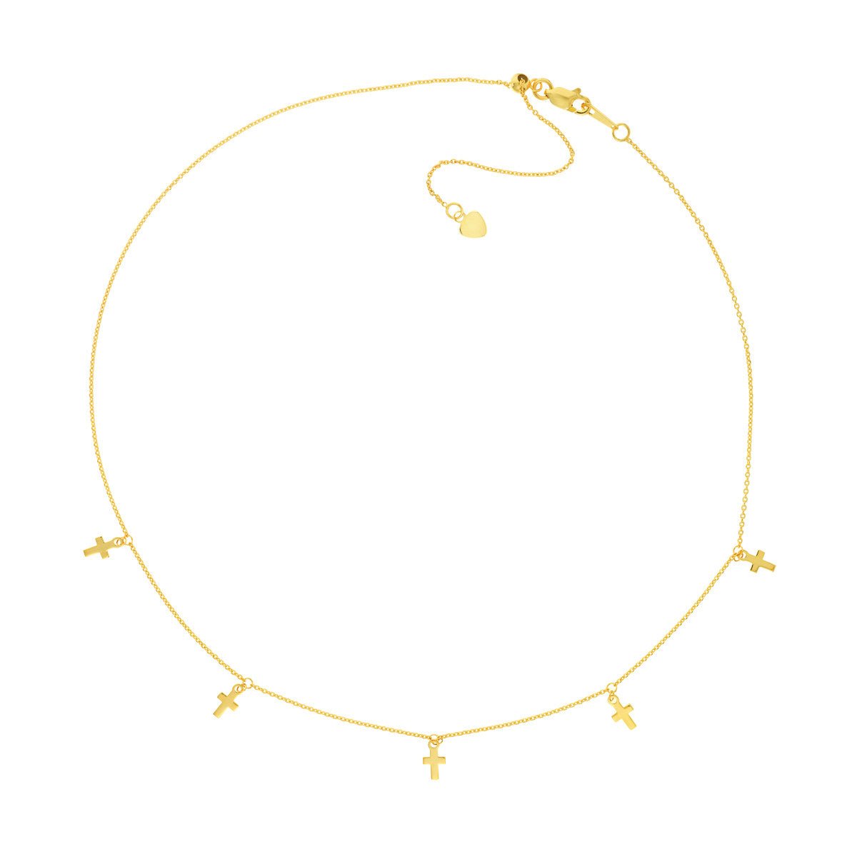 Birmingham Jewelry - 14K Yellow Gold Cross Dangles Adjustable Choker - Birmingham Jewelry
