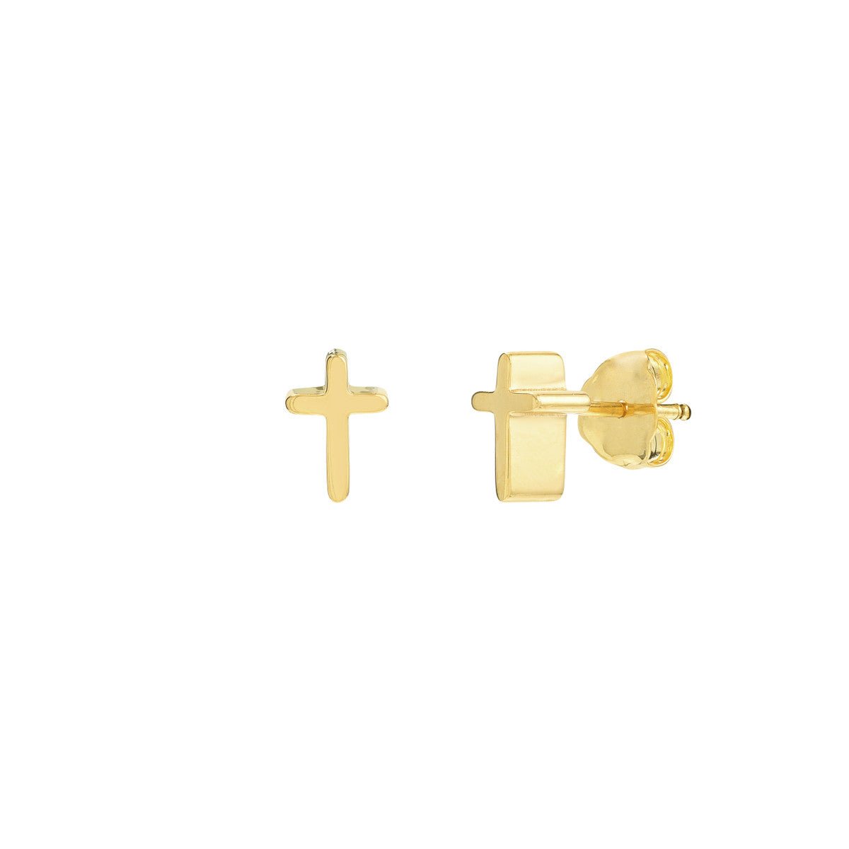 14K Yellow Gold Cross Profile Stud Earrings Birmingham Jewelry Earrings Birmingham Jewelry