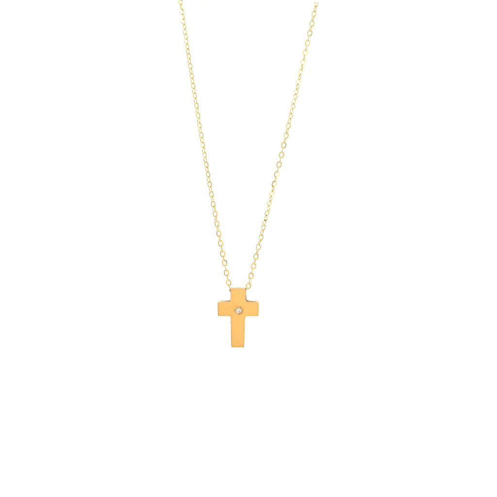 14K Yellow Gold Cross With Diamond Birmingham Jewelry Necklace Birmingham Jewelry