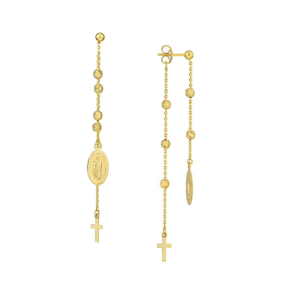 14K Yellow Gold Cross/Virgin Mary Drop Earrings Birmingham Jewelry Earrings Birmingham Jewelry