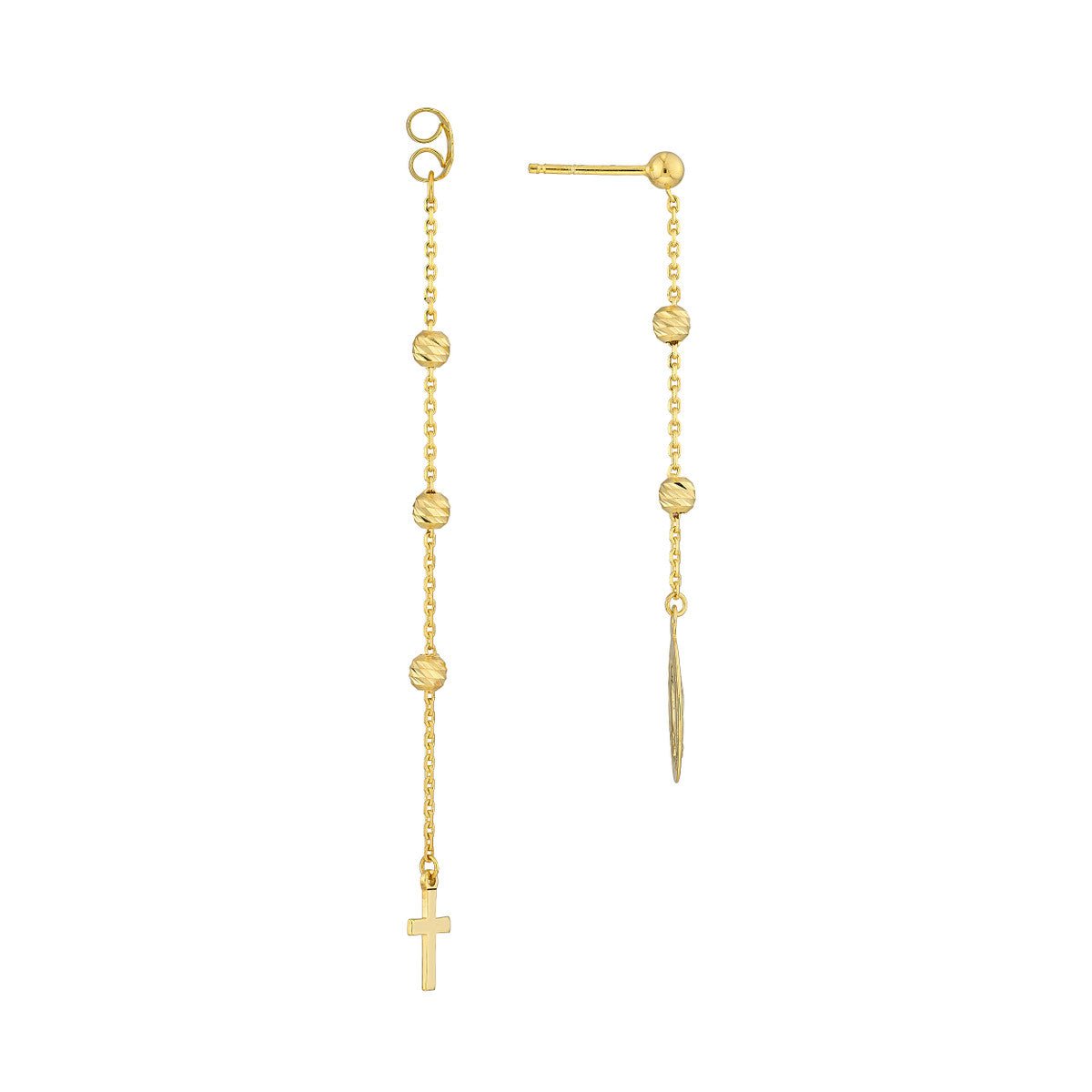 14K Yellow Gold Cross/Virgin Mary Drop Earrings Birmingham Jewelry Earrings Birmingham Jewelry