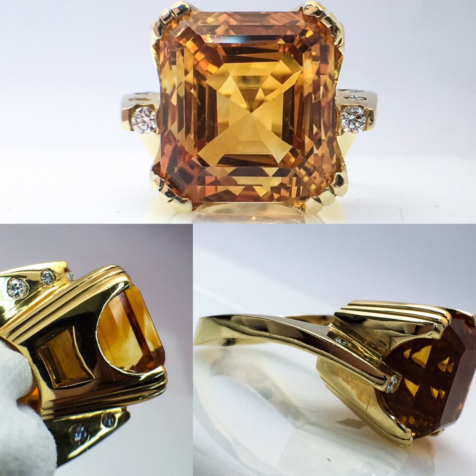 14K Yellow Gold Curved Fashion Ring with Citrine Center Stone Birmingham Jewelry Ring Birmingham Jewelry
