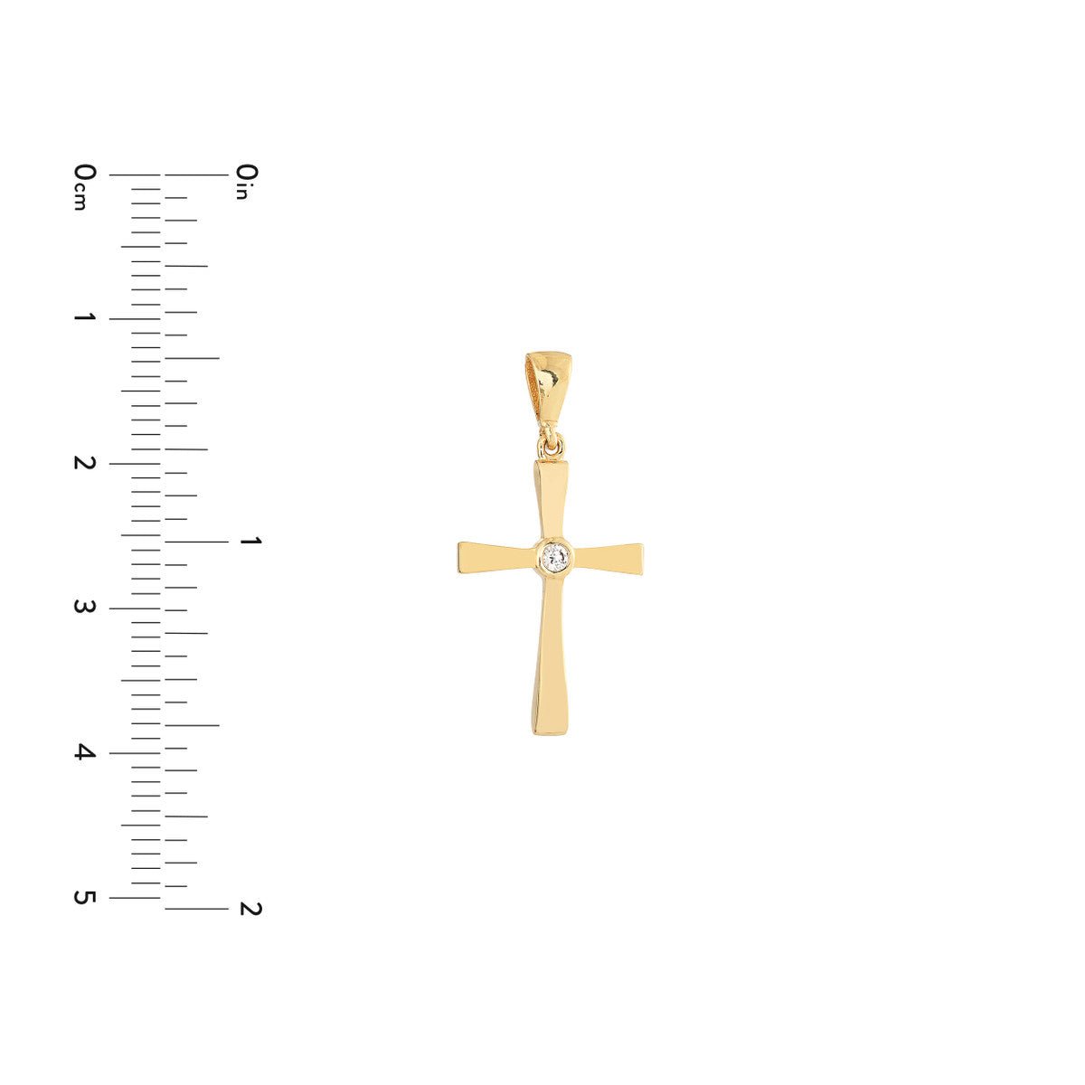 Birmingham Jewelry - 14K Yellow Gold CZ Center Polished Cross Pendant - Birmingham Jewelry