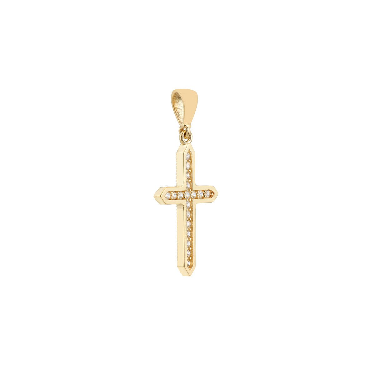 14K Yellow Gold CZ Cross Pendant Framed Birmingham Jewelry Pendant Birmingham Jewelry
