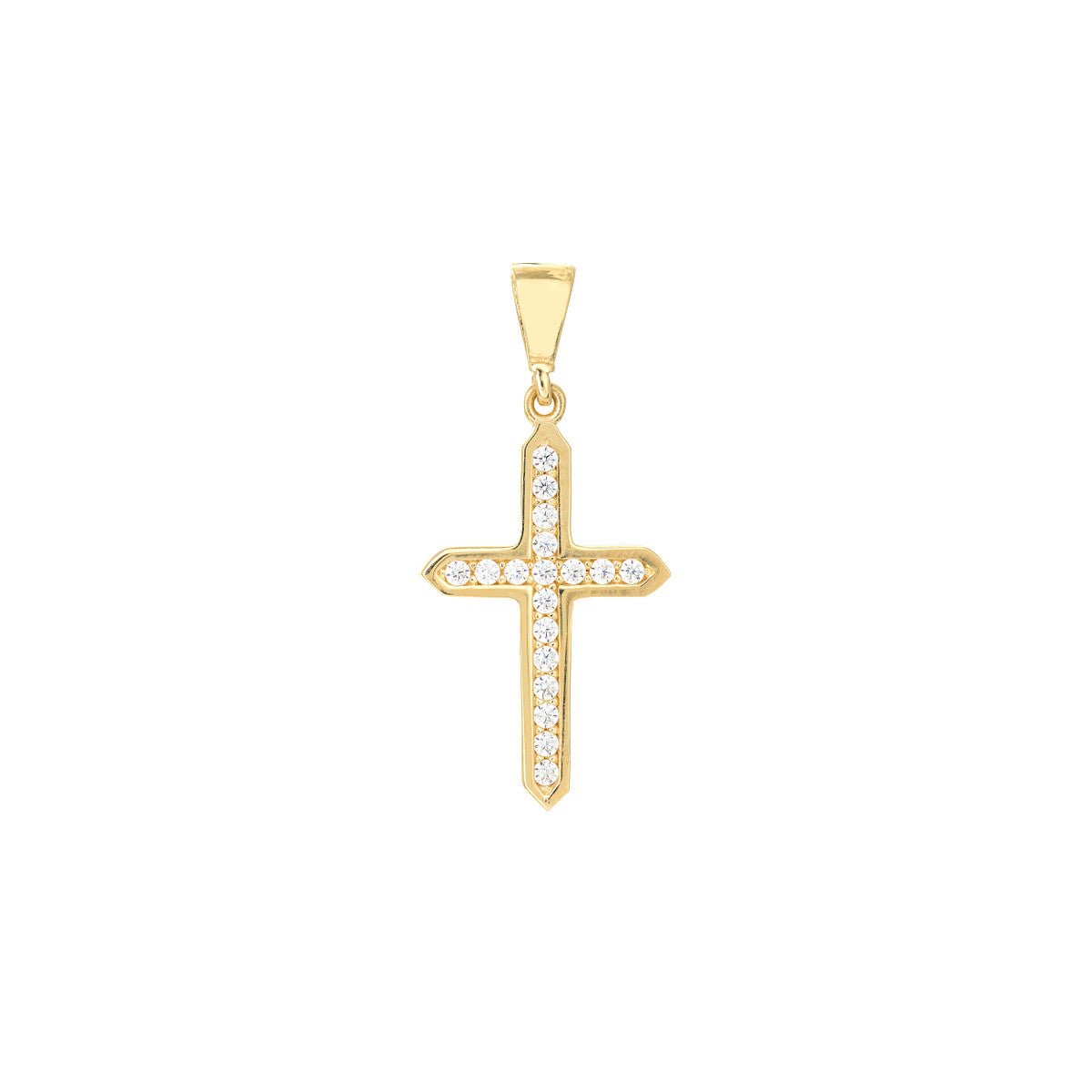 14K Yellow Gold CZ Cross Pendant Framed Birmingham Jewelry Pendant Birmingham Jewelry
