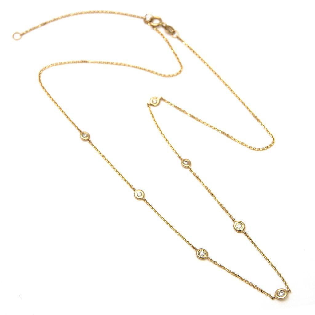 14K Yellow Gold Diamond By The Yard Round Bezel Diamond Necklace Birmingham Jewelry Necklace Birmingham Jewelry