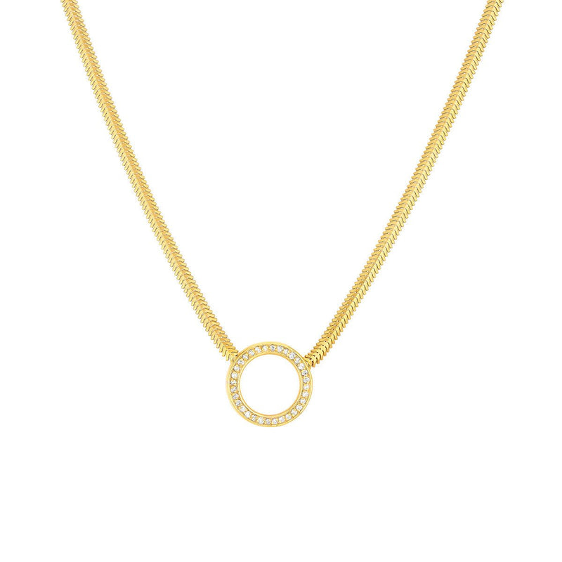 Birmingham Jewelry - 14K Yellow Gold Diamond Circle Snake Necklace - Birmingham Jewelry
