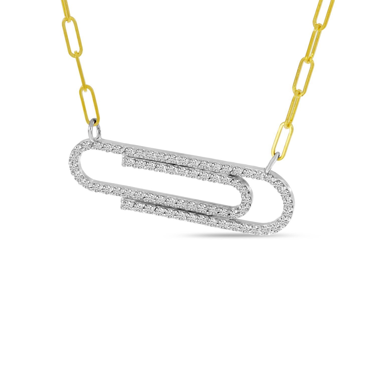 14K Yellow Gold Diamond Classic Paperclip Necklace Birmingham Jewelry Necklace Birmingham Jewelry