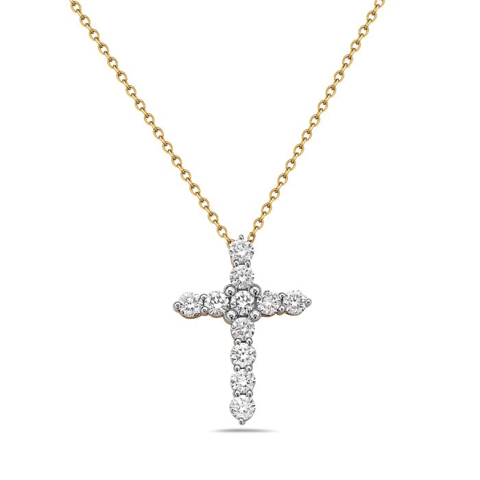 14K Yellow Gold Diamond Cross Pendant Birmingham Jewelry Necklace Birmingham Jewelry