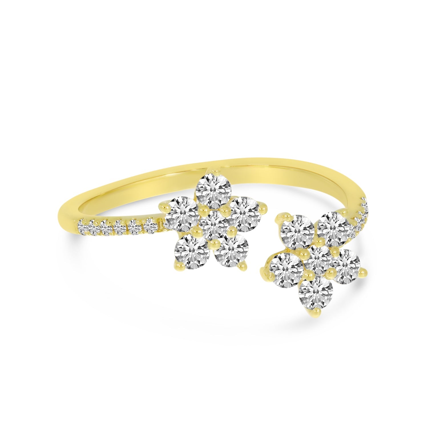 14K Yellow Gold Diamond Double Flower Ring Birmingham Jewelry Ring Birmingham Jewelry