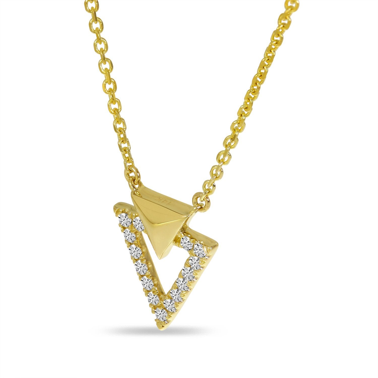 14K Yellow Gold Diamond Double Triangle Necklace Birmingham Jewelry Necklace Birmingham Jewelry