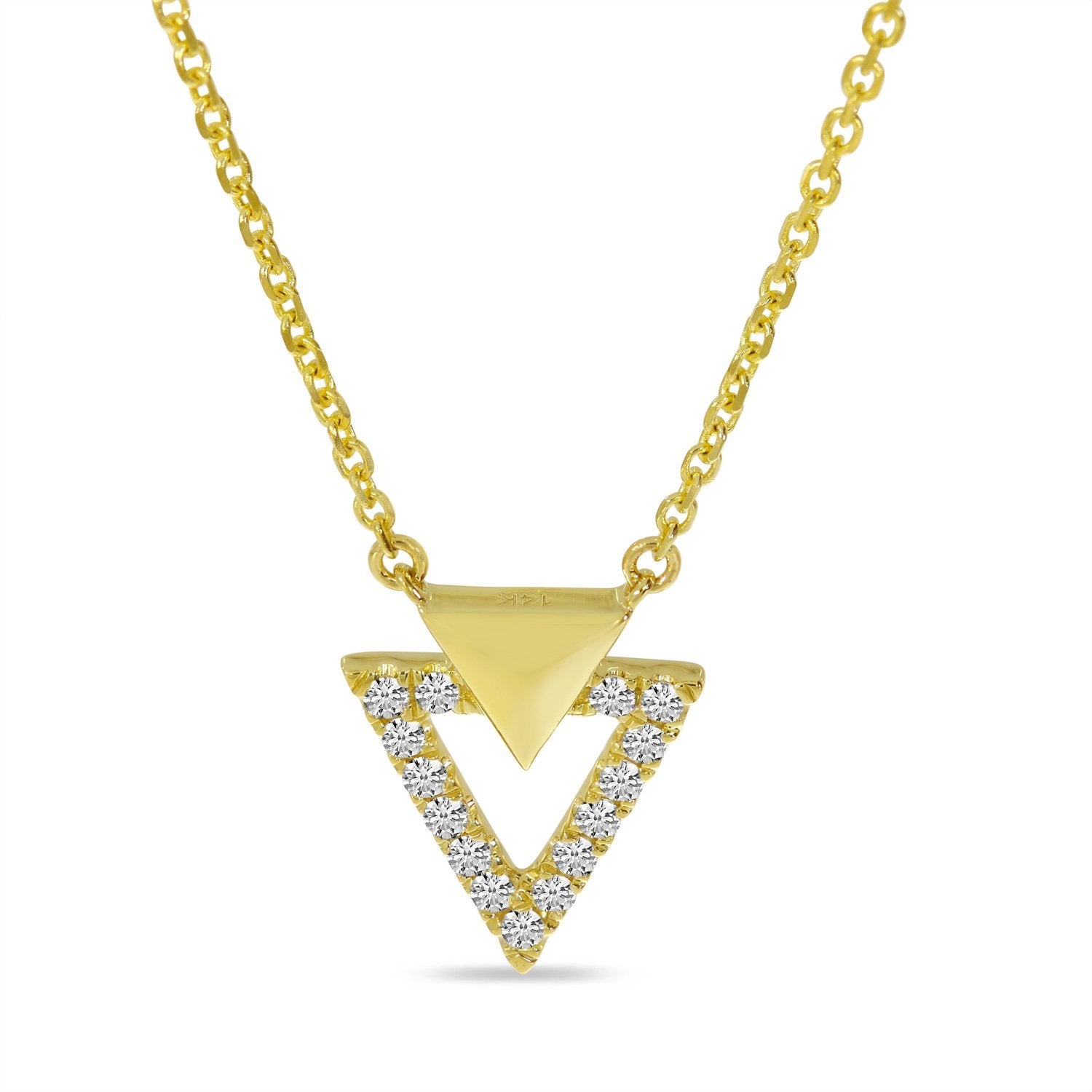 14K Yellow Gold Diamond Double Triangle Necklace Birmingham Jewelry Necklace Birmingham Jewelry