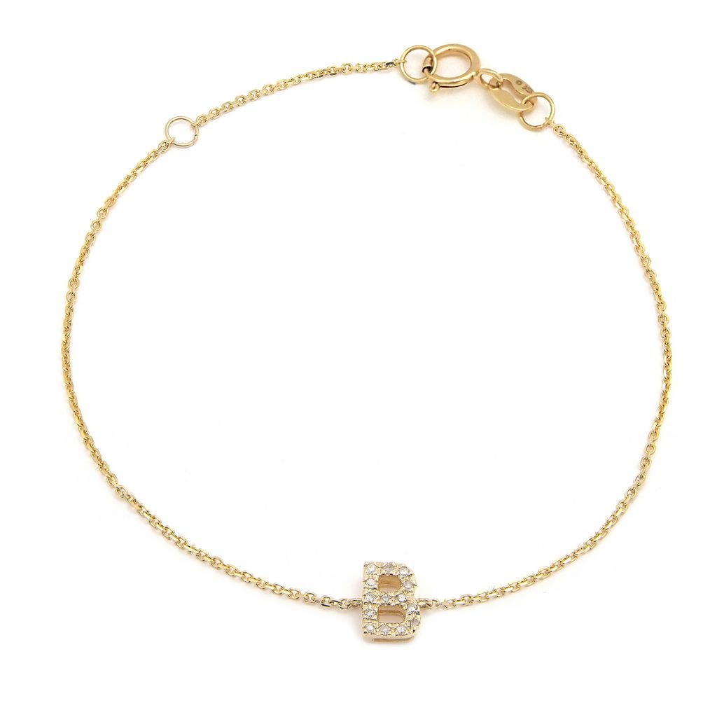 Birmingham Jewelry - 14K Yellow Gold Diamond Initial "B" Bracelet - Birmingham Jewelry