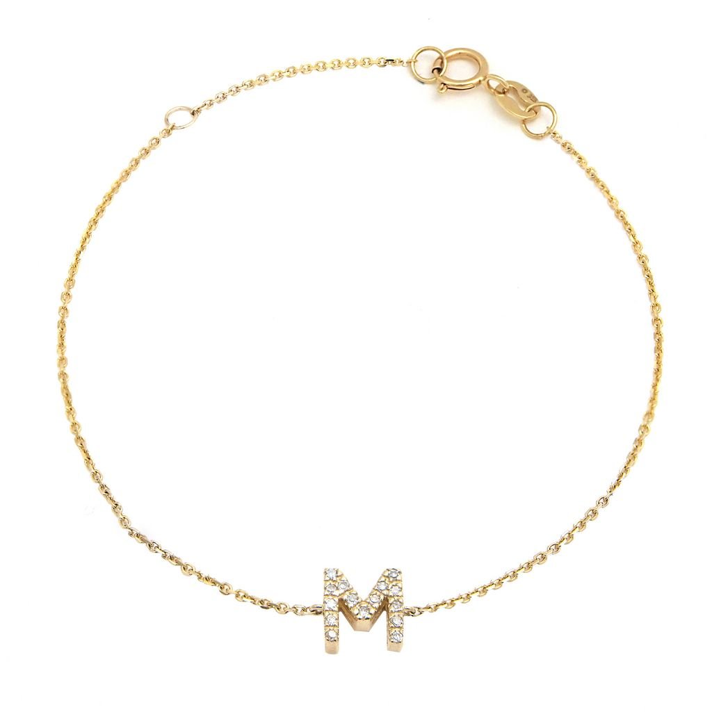 14K Yellow Gold Diamond Initial "M" Bracelet Birmingham Jewelry Bracelet Birmingham Jewelry