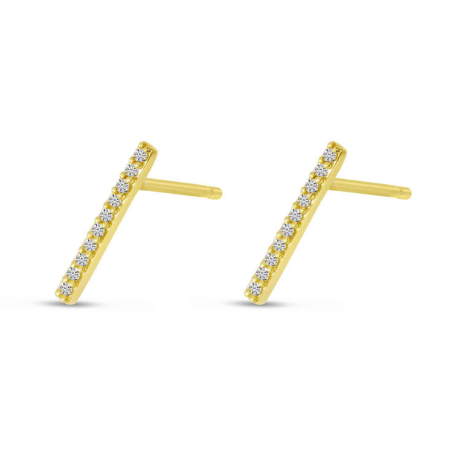 14K Yellow Gold Diamond Linear Front Back Earrings Birmingham Jewelry Earrings Birmingham Jewelry