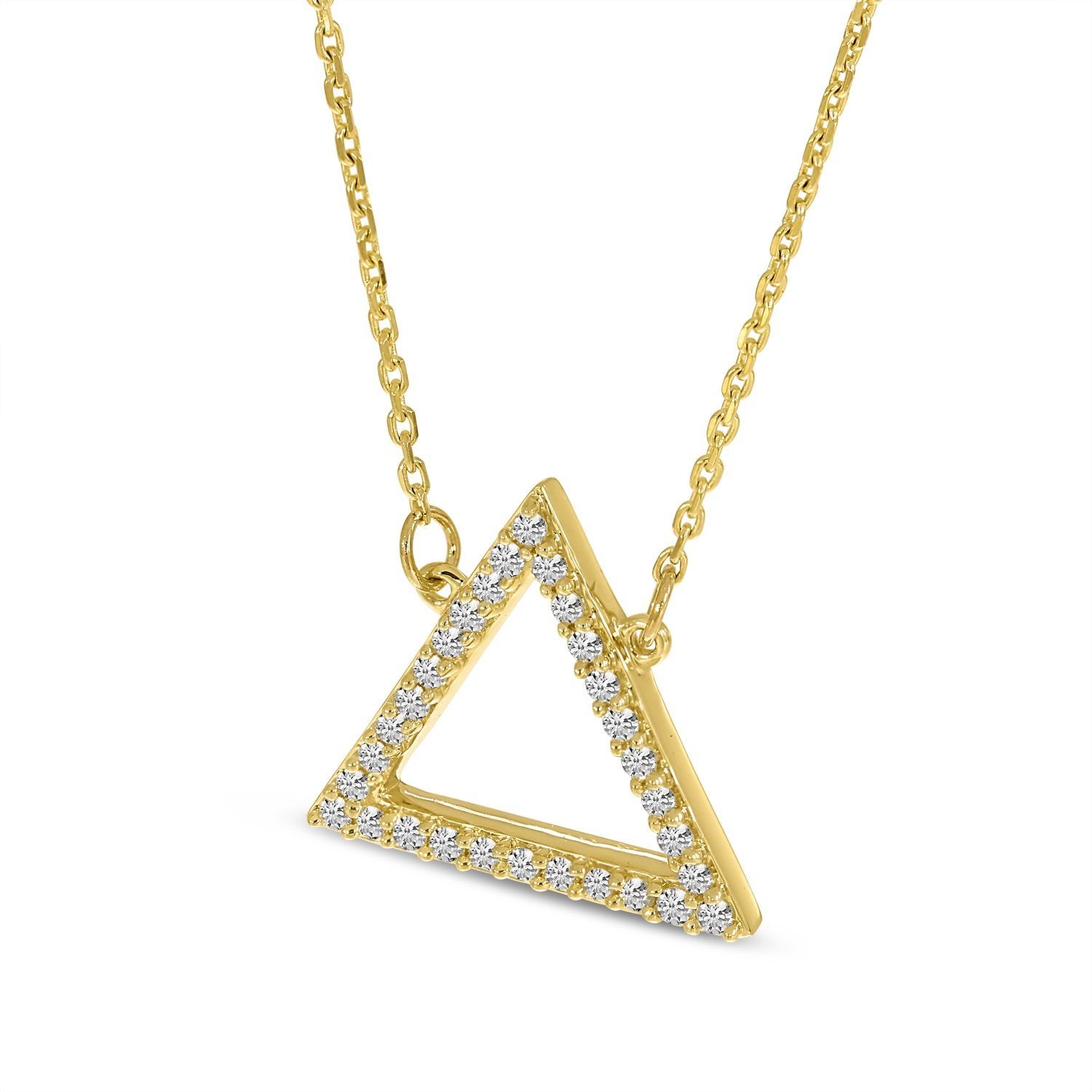 14K Yellow Gold Diamond Open Triangle Necklace Birmingham Jewelry Necklace Birmingham Jewelry