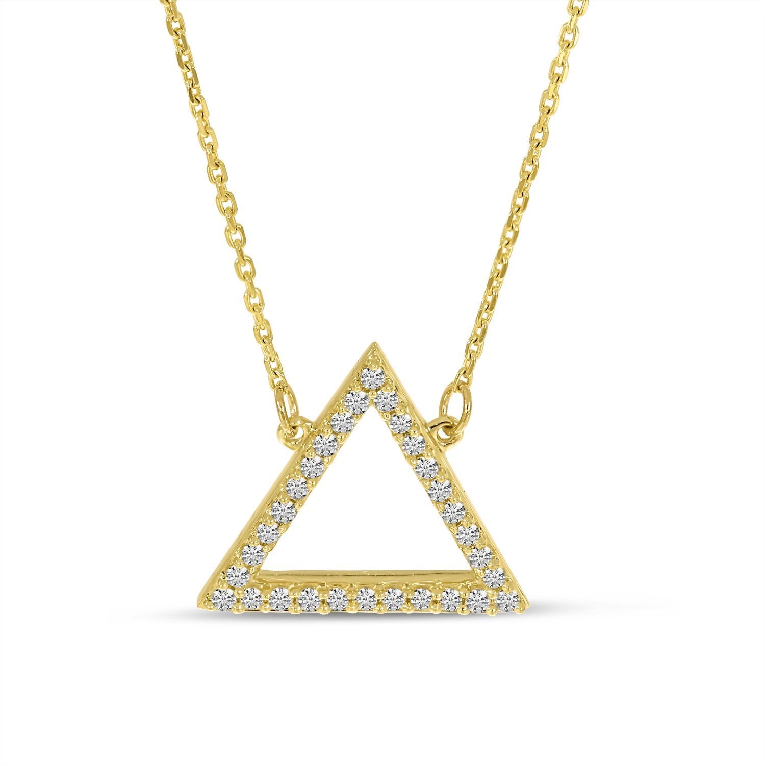 14K Yellow Gold Diamond Open Triangle Necklace Birmingham Jewelry Necklace Birmingham Jewelry