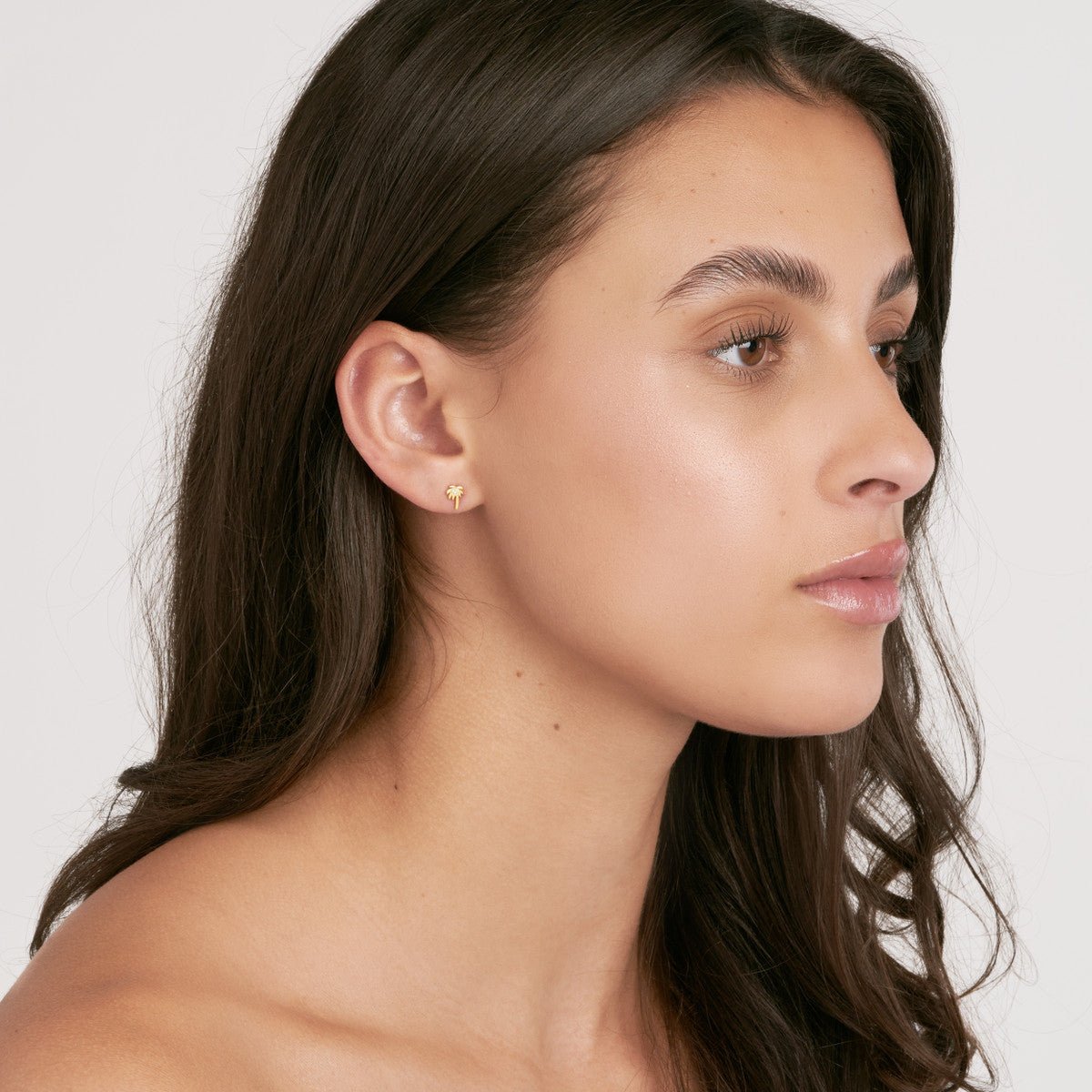 Birmingham Jewelry - 14K Yellow Gold Diamond Palm Tree Stud Earrings - Birmingham Jewelry