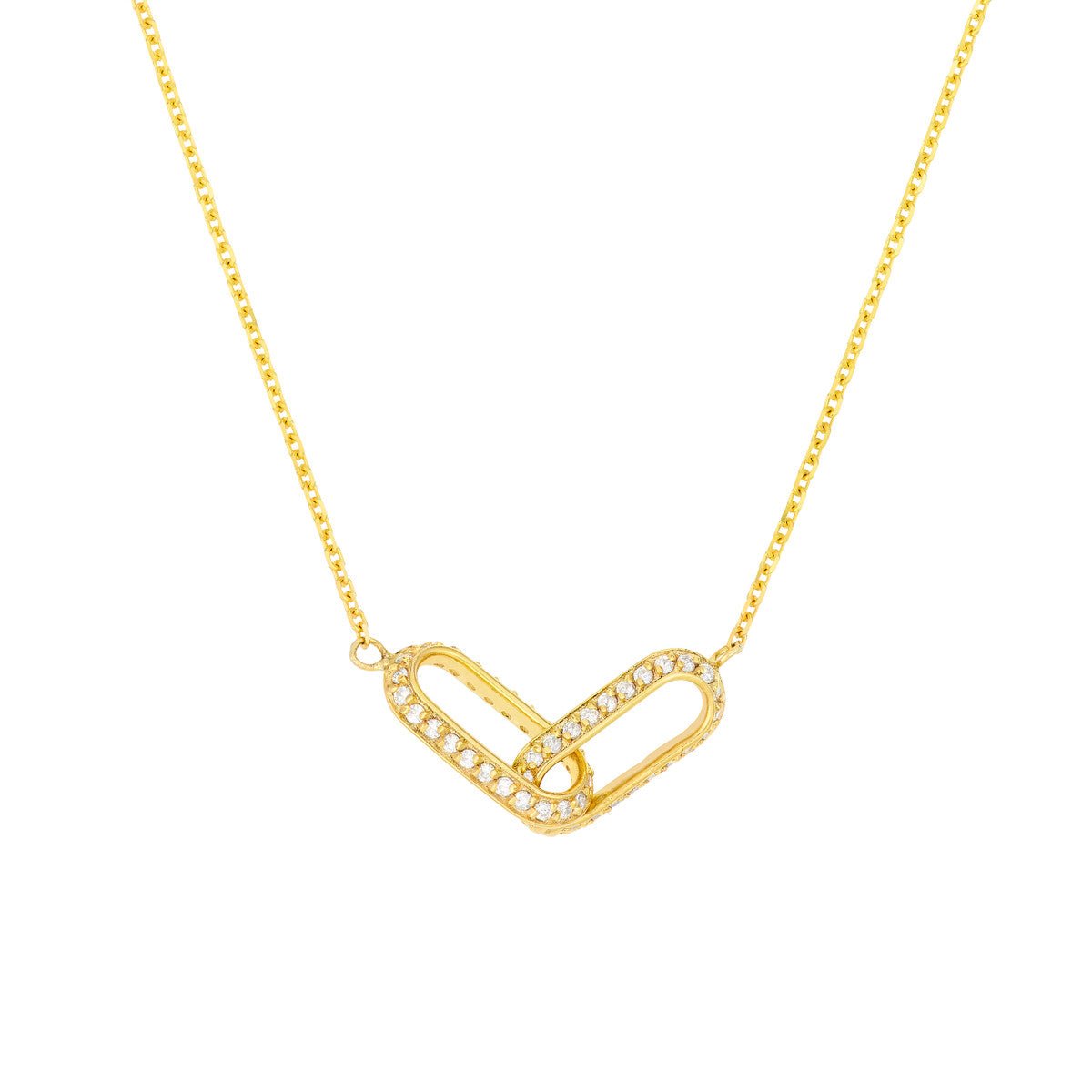 Birmingham Jewelry - 14K Yellow Gold Diamond Paper Clip Links Necklace - Birmingham Jewelry