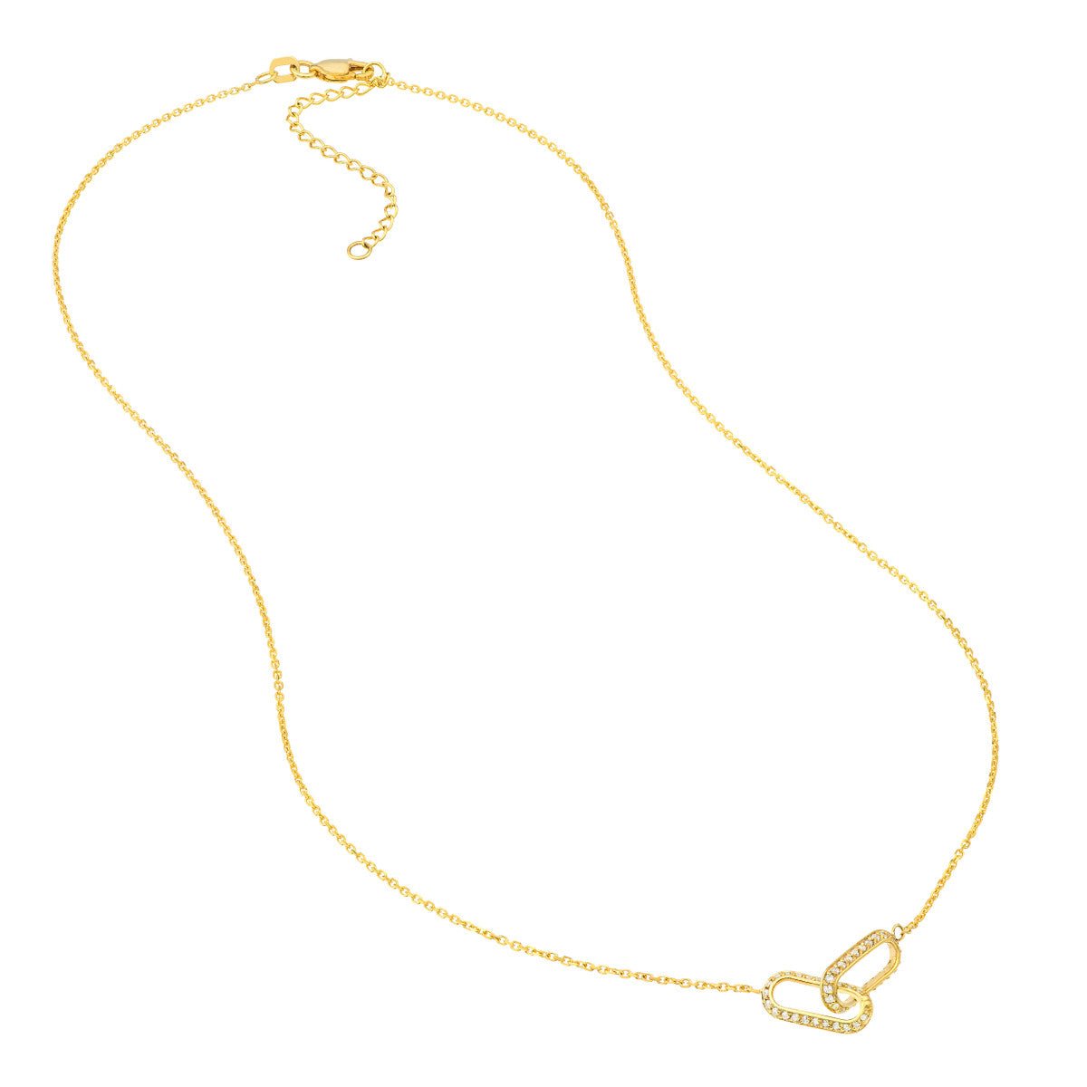 Birmingham Jewelry - 14K Yellow Gold Diamond Paper Clip Links Necklace - Birmingham Jewelry