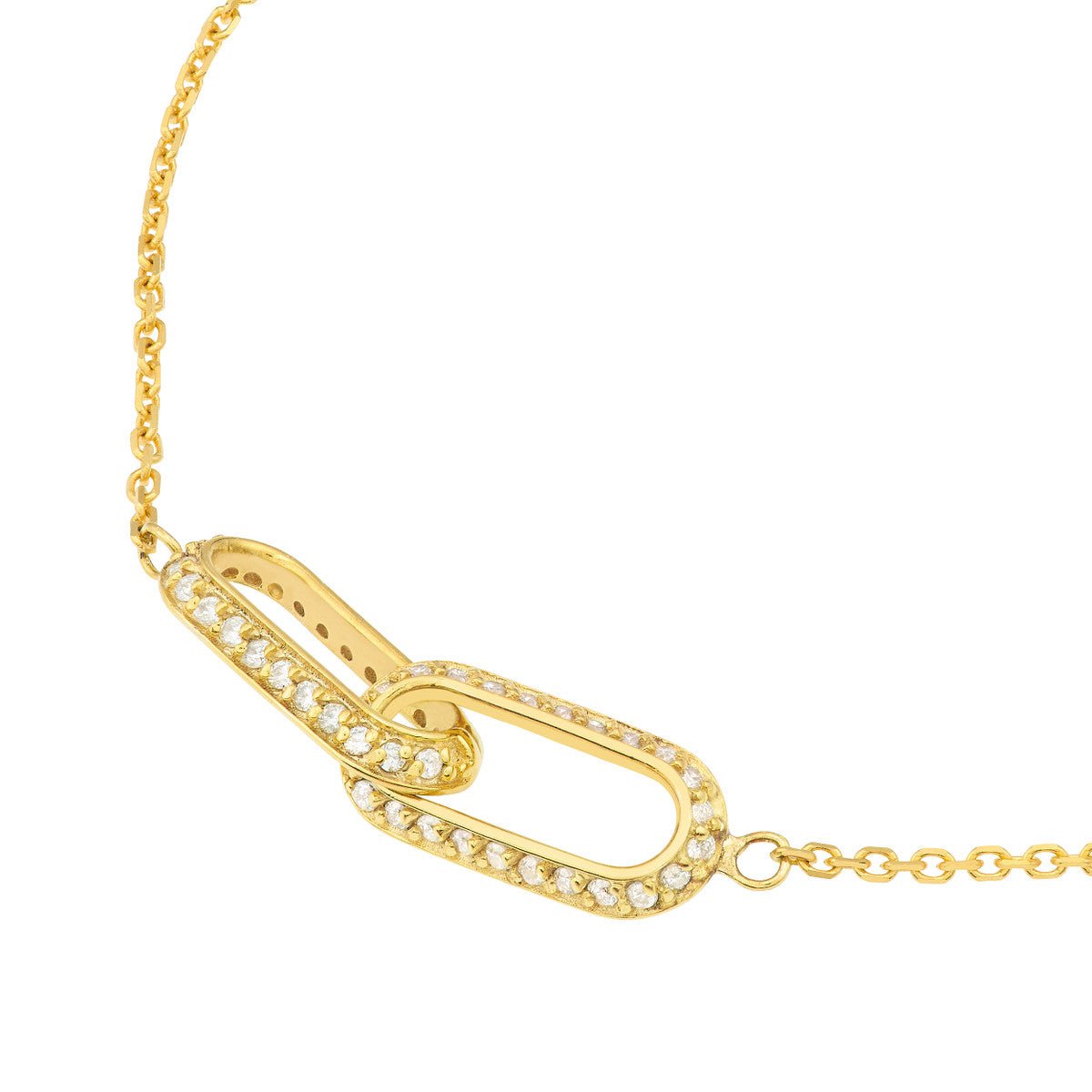 Birmingham Jewelry - 14K Yellow Gold Diamond Paper Clip Links Necklace - Birmingham Jewelry