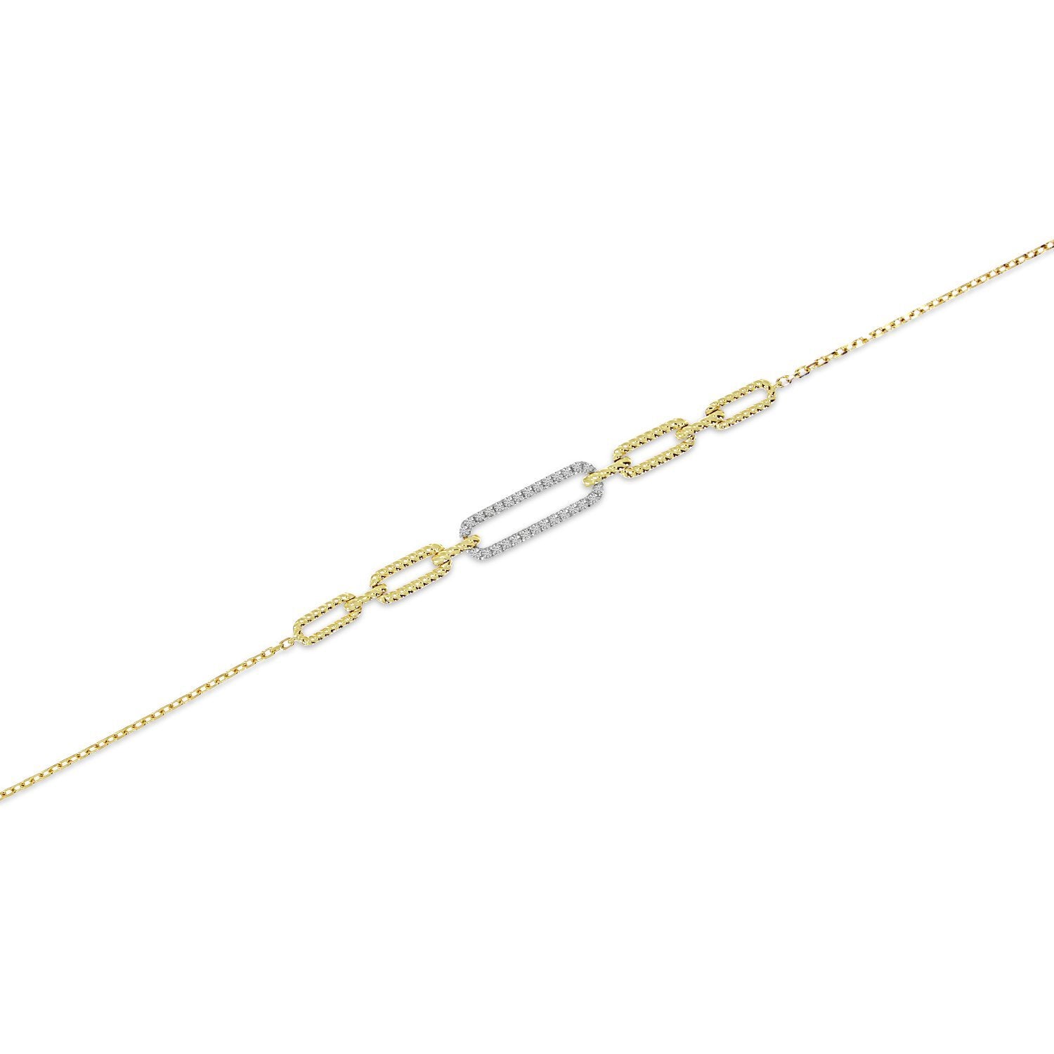 14K Yellow Gold Diamond Paperclip Chain Bracelet Birmingham Jewelry Bracelet Birmingham Jewelry