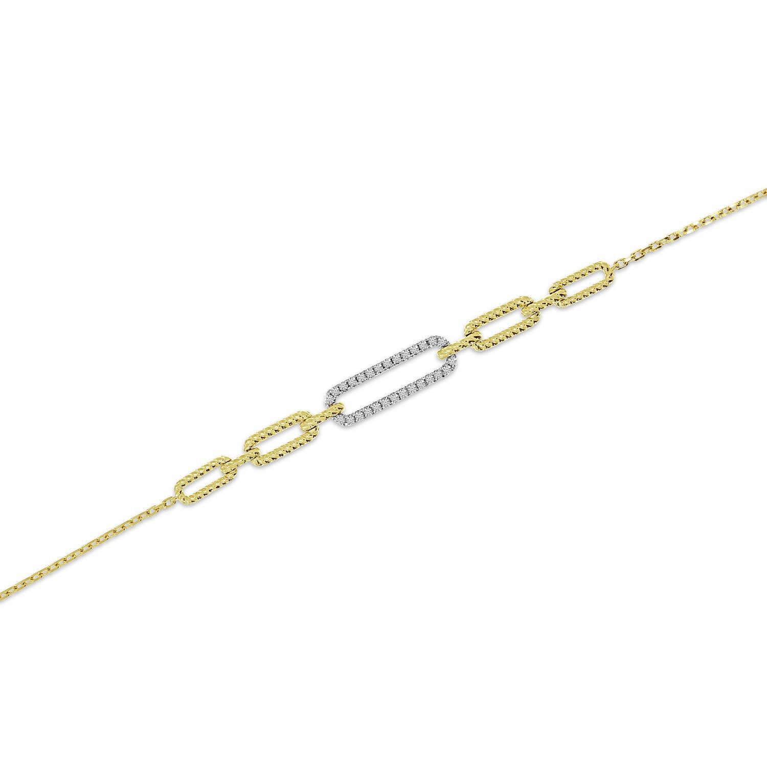 14K Yellow Gold Diamond Paperclip Chain Bracelet Birmingham Jewelry Bracelet Birmingham Jewelry