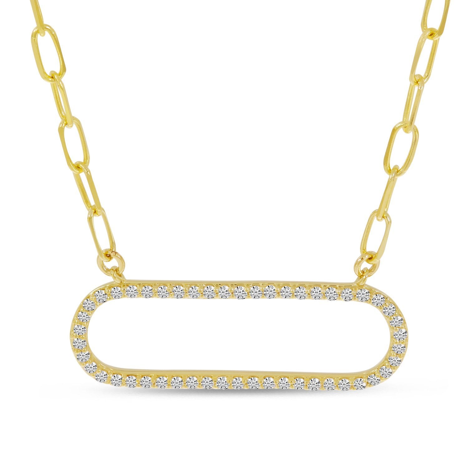 14K Yellow Gold Diamond Paperclip Necklace Birmingham Jewelry Necklace Birmingham Jewelry