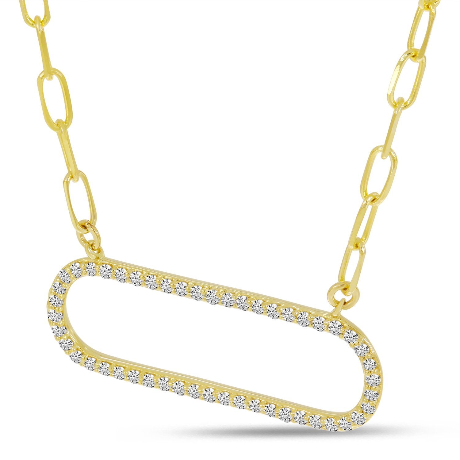 14K Yellow Gold Diamond Paperclip Necklace Birmingham Jewelry Necklace Birmingham Jewelry