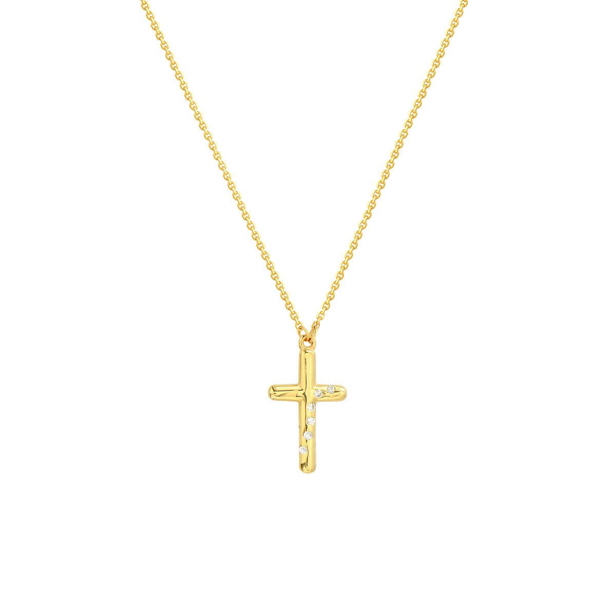 Birmingham Jewelry - 14K Yellow Gold Diamond Scattered Cross Necklace - Birmingham Jewelry