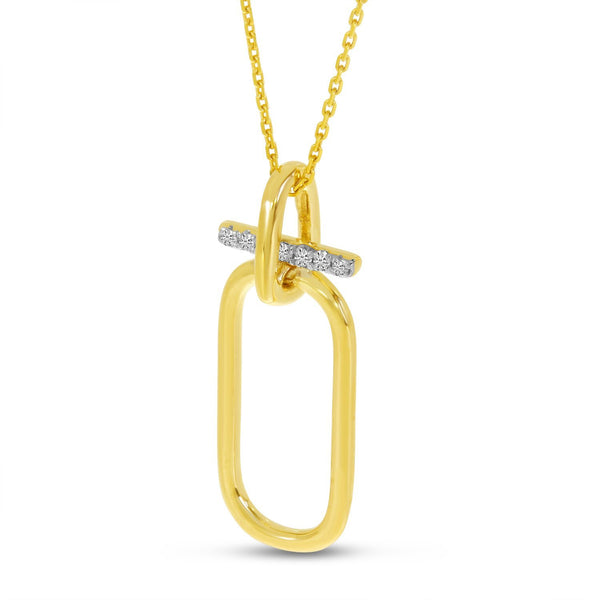 14K Yellow Gold Diamond Wire Paperclip Pendant Birmingham Jewelry Pendant Birmingham Jewelry 