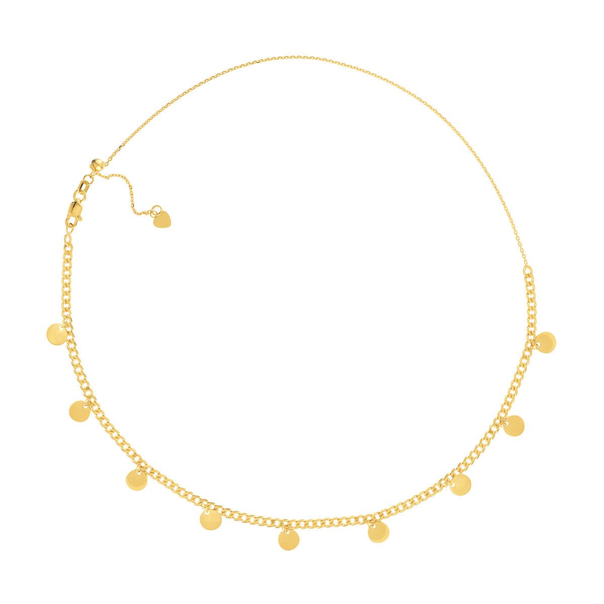 Birmingham Jewelry - 14K Yellow Gold Disc Dangles Open Curb Chain Choker - Birmingham Jewelry