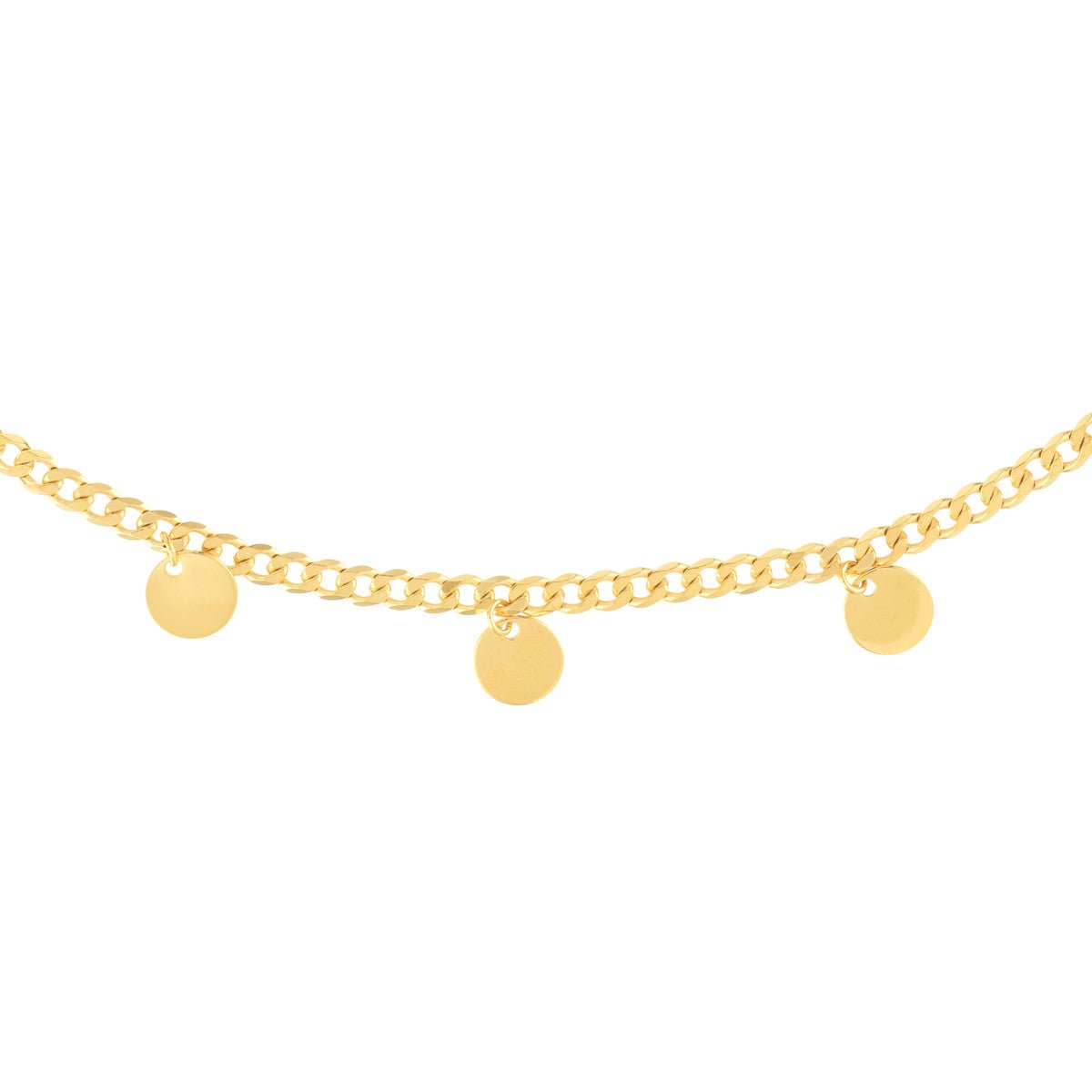 Birmingham Jewelry - 14K Yellow Gold Disc Dangles Open Curb Chain Choker - Birmingham Jewelry
