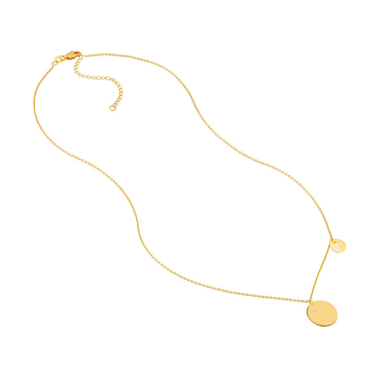 14K Yellow Gold Disc Necklace with Cutout Cross Disc Dangle Birmingham Jewelry Necklace Birmingham Jewelry