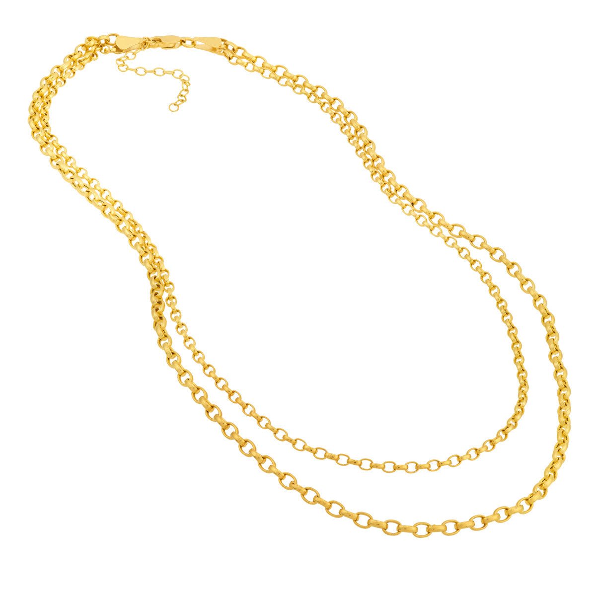 Birmingham Jewelry - 14K Yellow Gold Double Layer Light Oval Rolo Necklace - Birmingham Jewelry