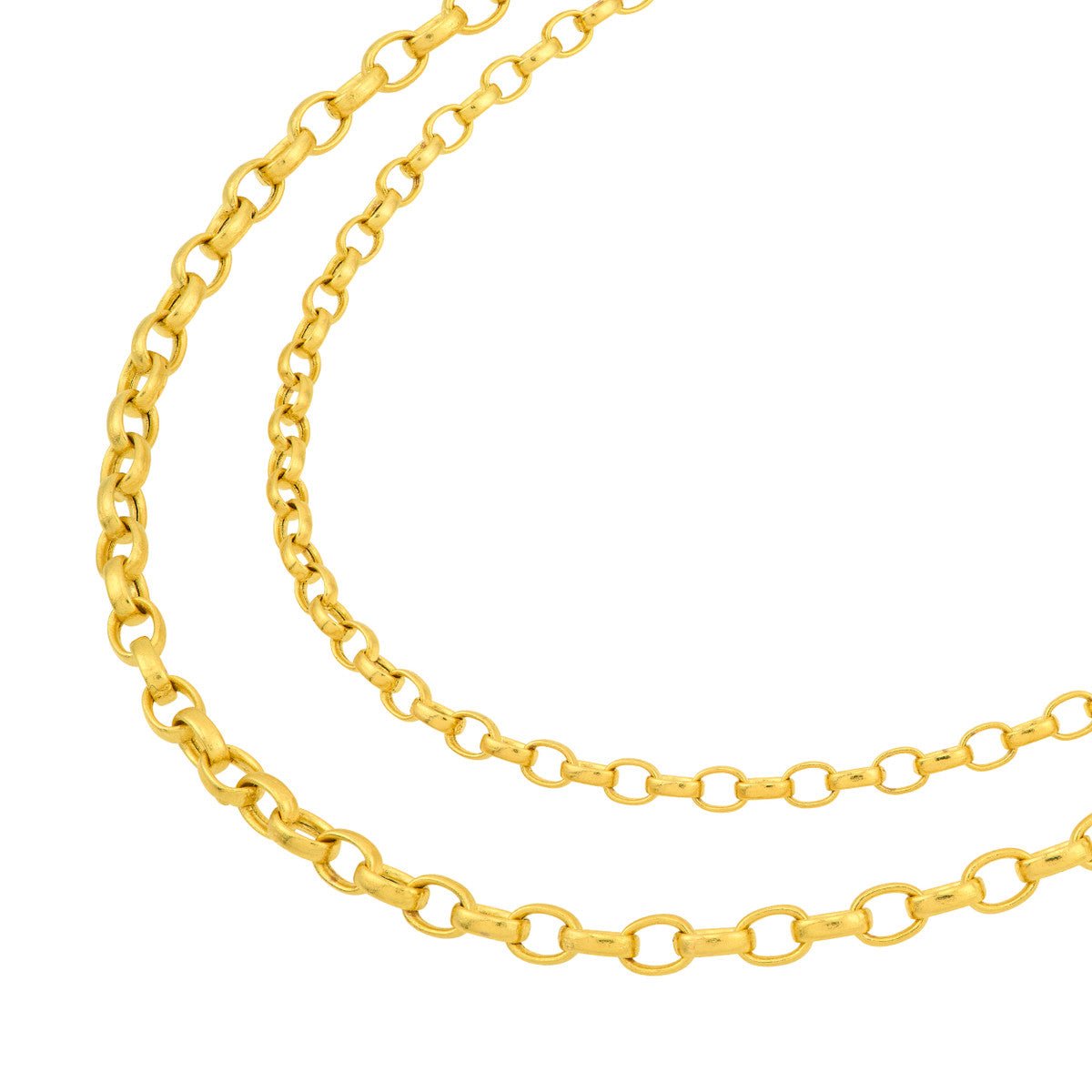 Birmingham Jewelry - 14K Yellow Gold Double Layer Light Oval Rolo Necklace - Birmingham Jewelry