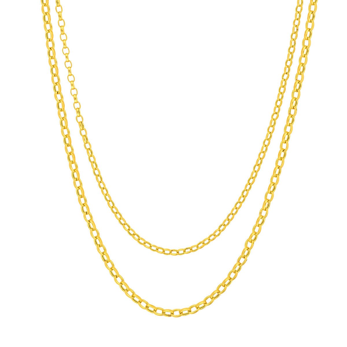 Birmingham Jewelry - 14K Yellow Gold Double Layer Light Oval Rolo Necklace - Birmingham Jewelry