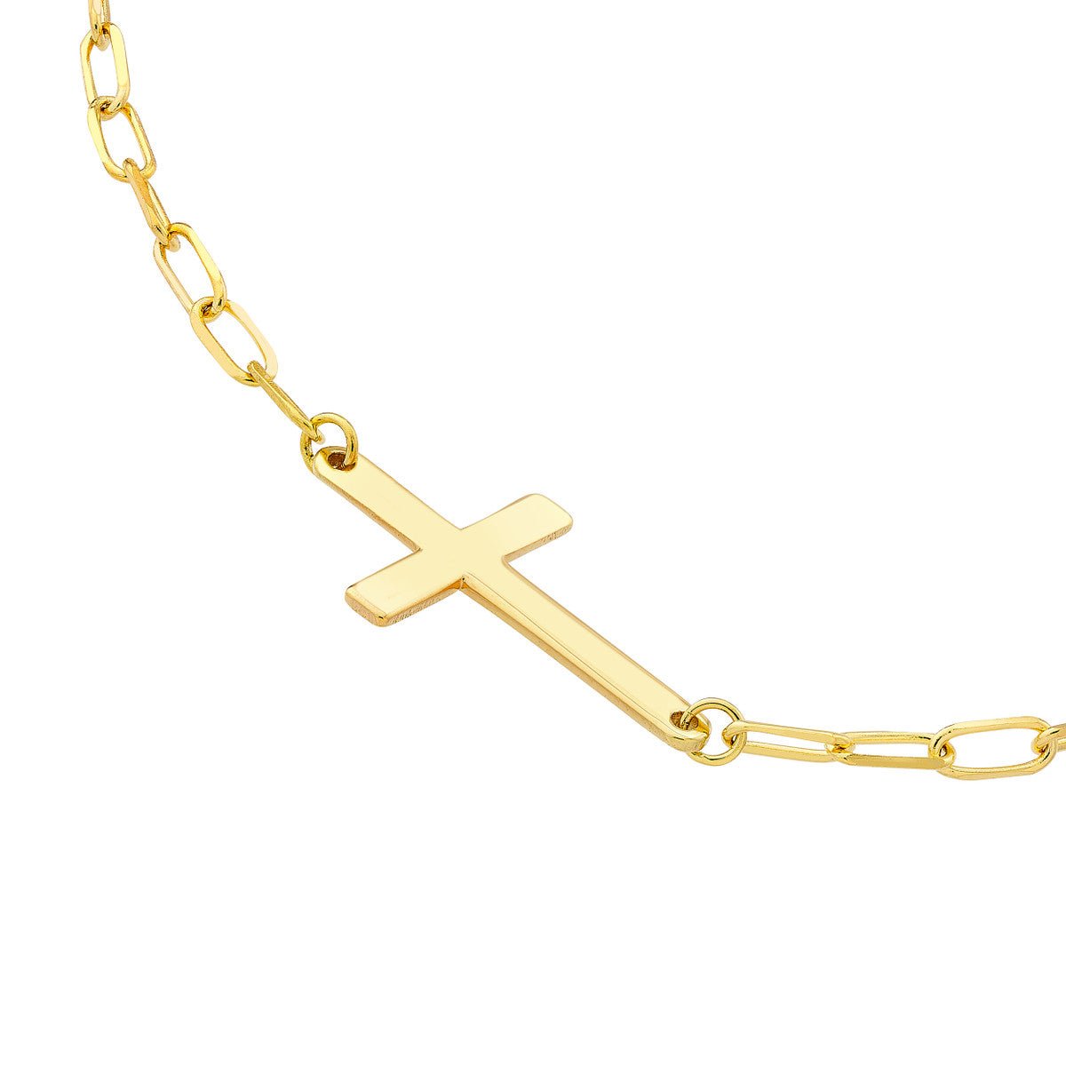 Birmingham Jewelry - 14K Yellow Gold E2W Cross Paper Clip Necklace - Birmingham Jewelry