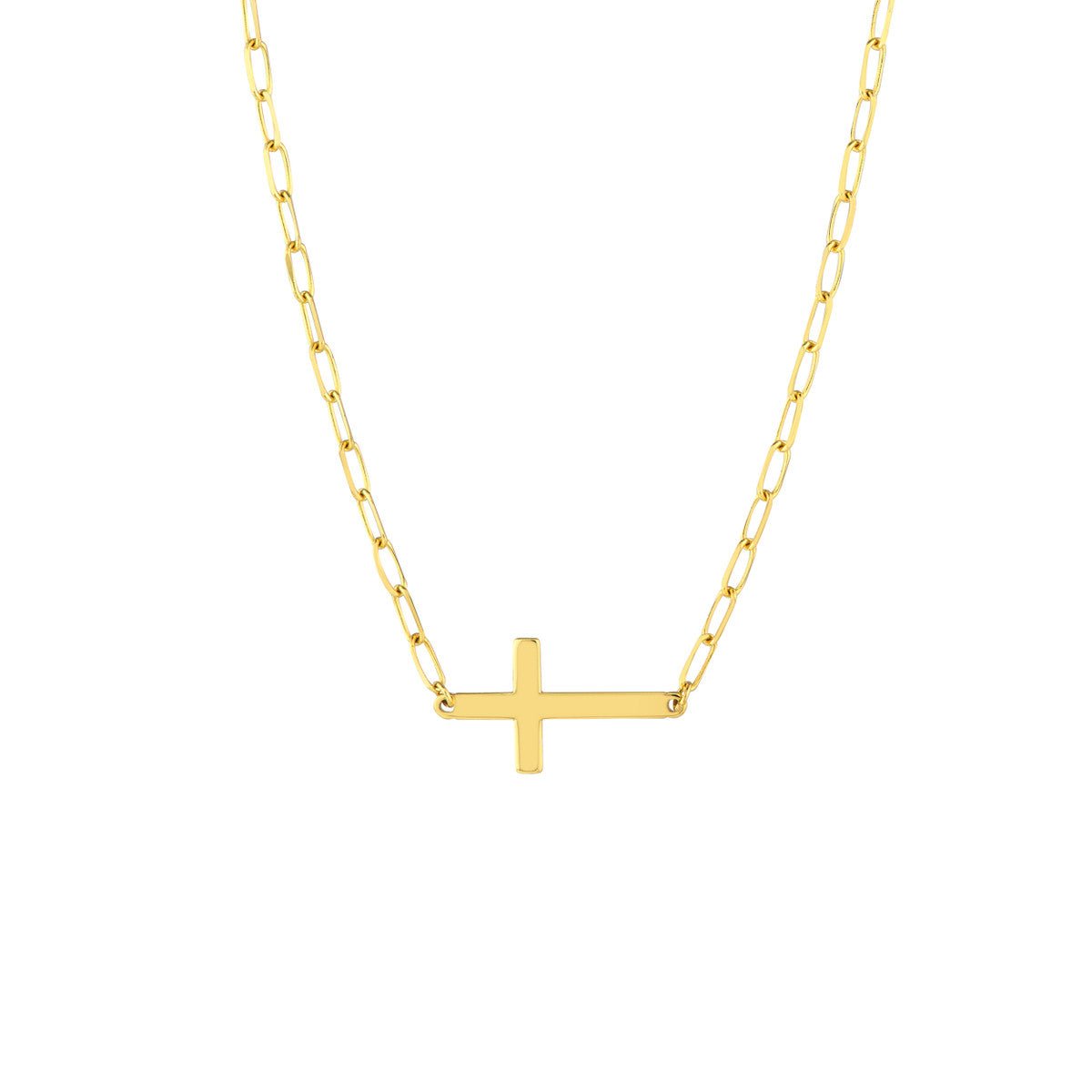 14K Yellow Gold E2W Cross Paper Clip Necklace Birmingham Jewelry Necklace Birmingham Jewelry