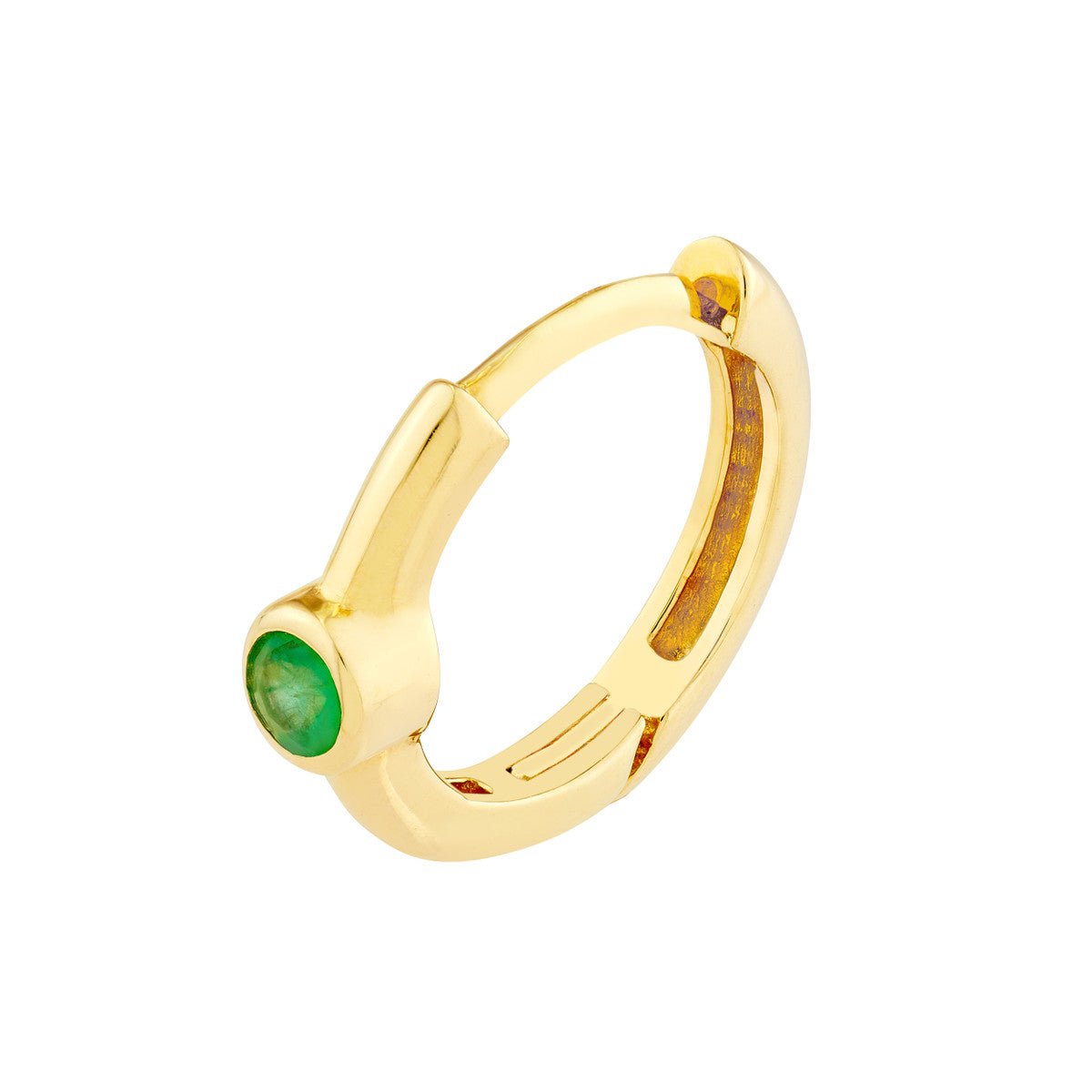 Birmingham Jewelry - 14K Yellow Gold Emerald Bezel Hoop Earrings - Birmingham Jewelry