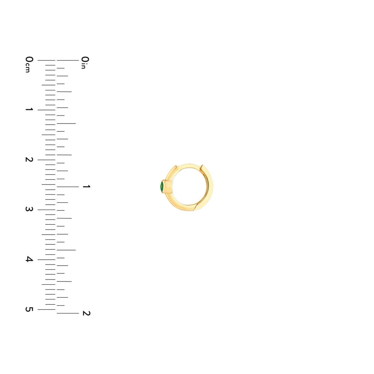 Birmingham Jewelry - 14K Yellow Gold Emerald Bezel Hoop Earrings - Birmingham Jewelry