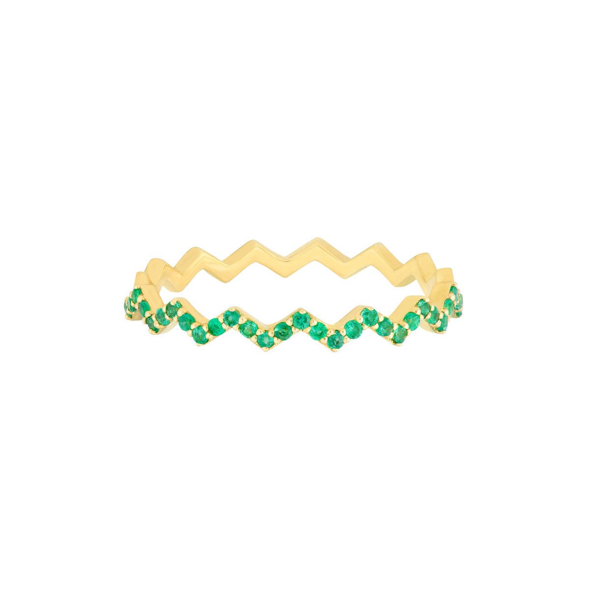 Birmingham Jewelry - 14K Yellow Gold Emerald Stones Zig Zag Ring - Birmingham Jewelry