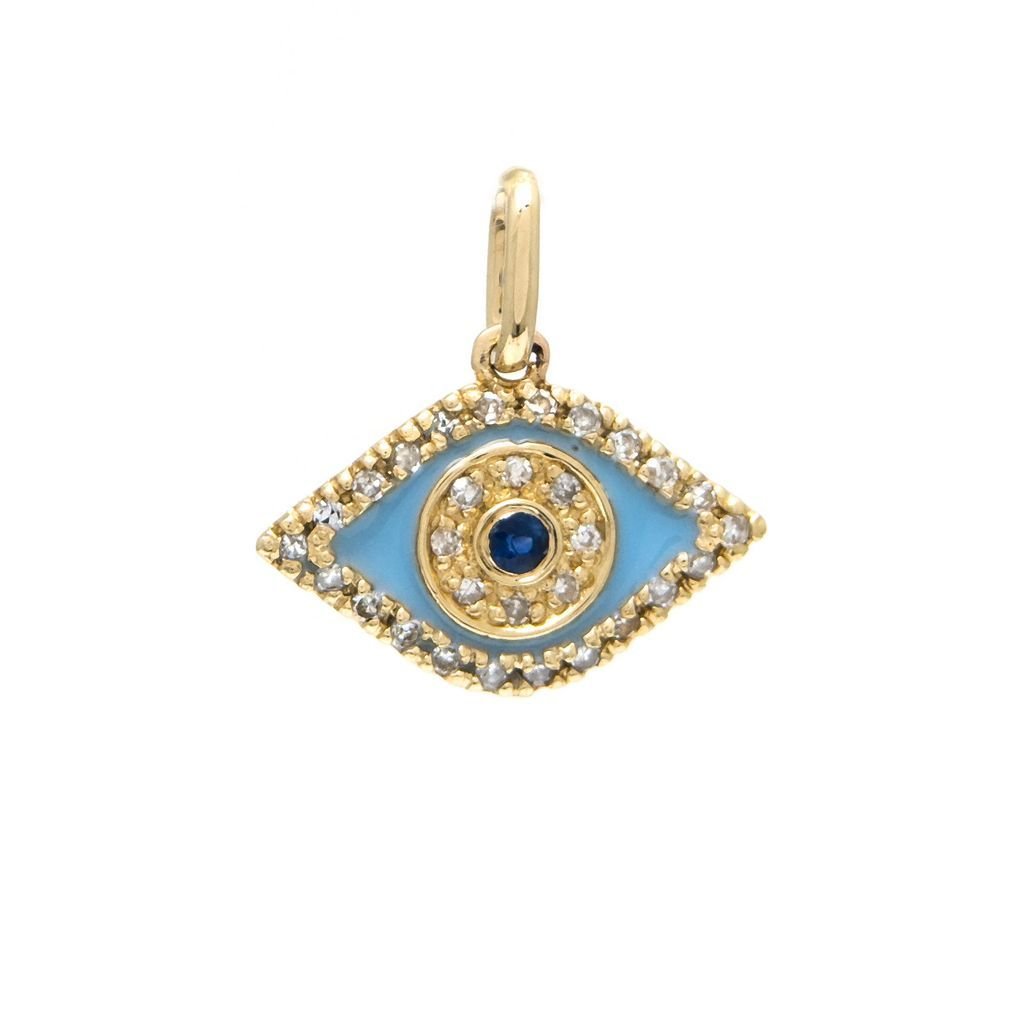14K Yellow Gold Eye Round Bezel Sapphire Pendant Birmingham Jewelry Pendant Birmingham Jewelry