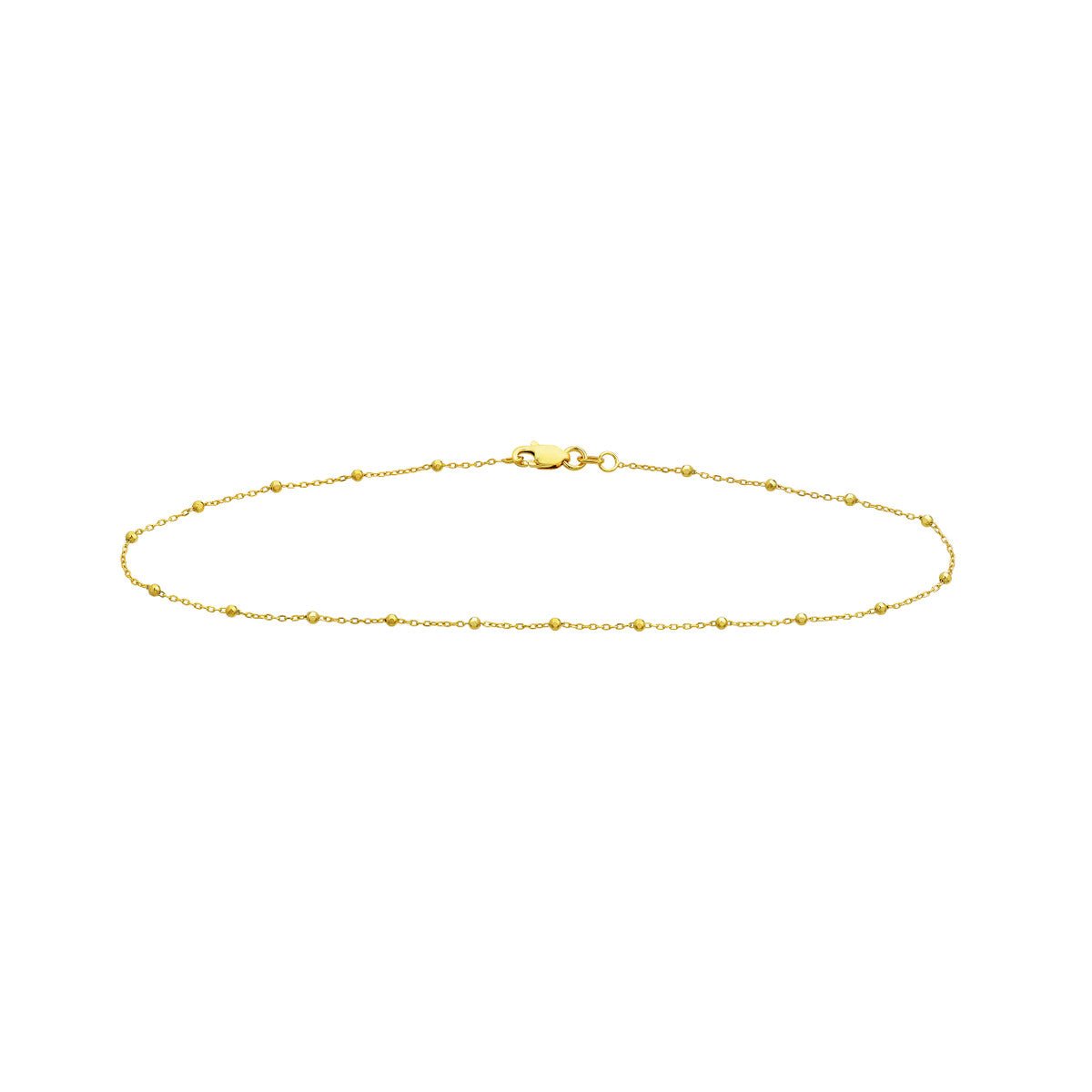 Birmingham Jewelry - 14K Yellow Gold Faceted Bead Saturn Chain with Lobster Lock Anklet - Birmingham Jewelry