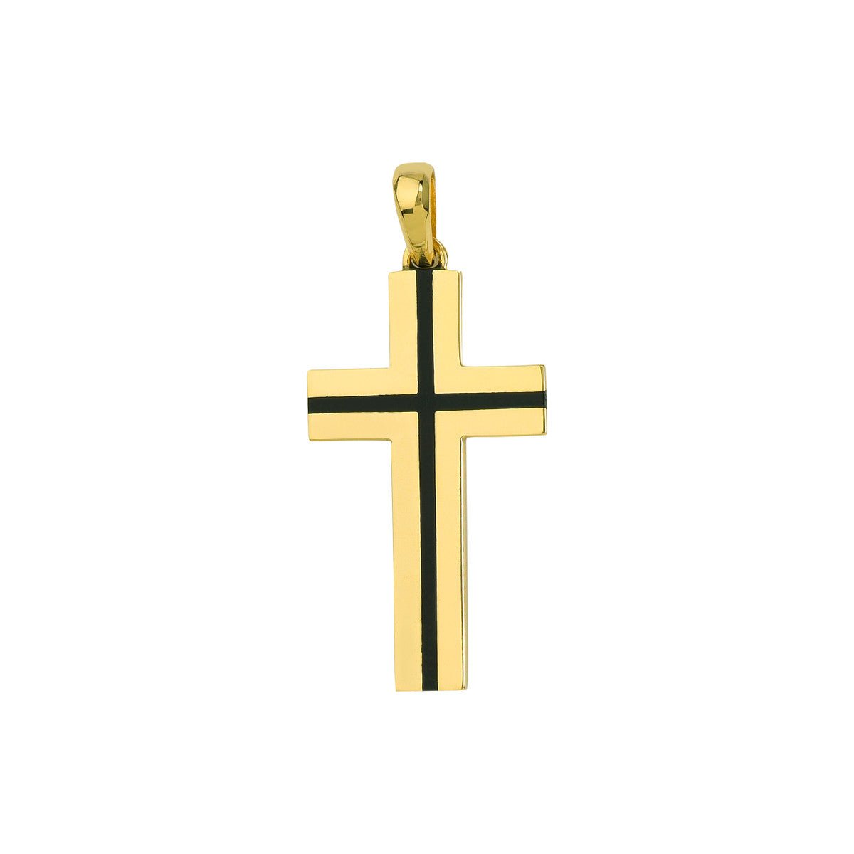 14K Yellow Gold Fancy Black Enamel Cross Pendant Birmingham Jewelry Pendant Birmingham Jewelry
