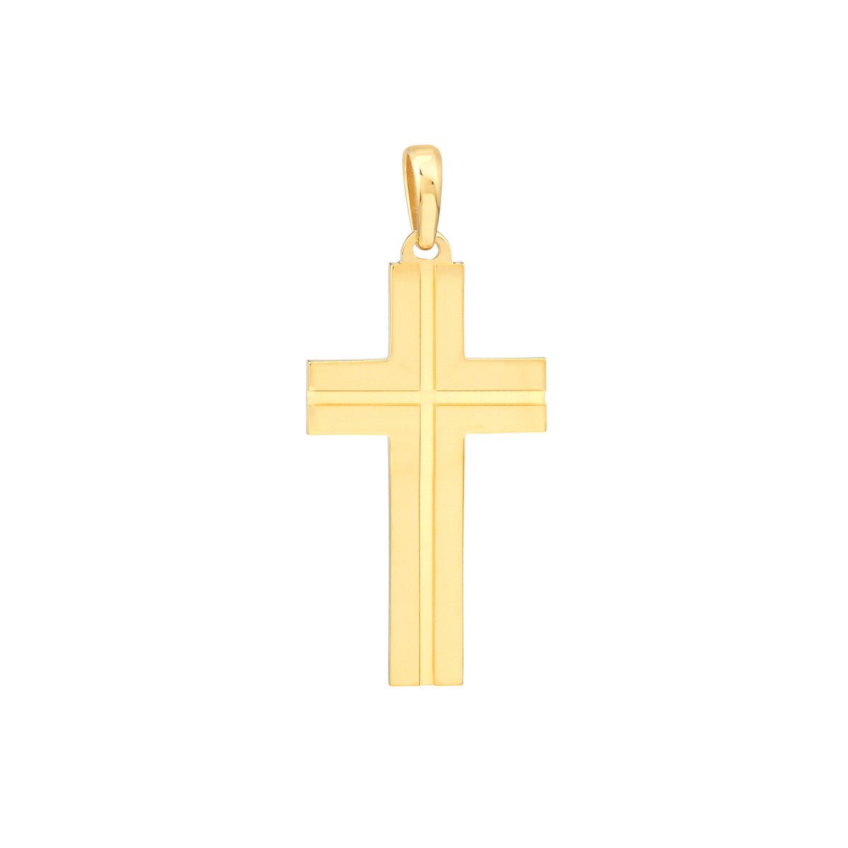 Birmingham Jewelry - 14K Yellow Gold Fancy Polished Grooved Cross - Birmingham Jewelry