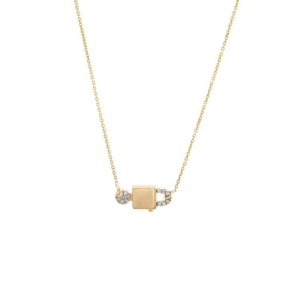 14K Yellow Gold Fashion Single Micro Pave Diamond Necklace Birmingham Jewelry Necklace Birmingham Jewelry